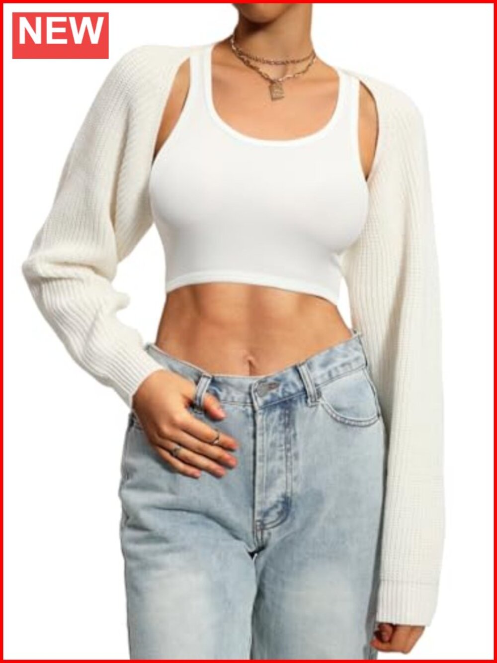 Womens Knit Bolero Shrug Cropped Cardigan Long Sleeve Open Front